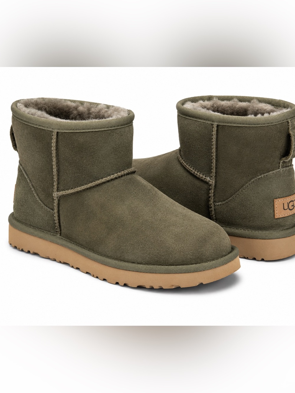 UGG Classic Mini II Women’s Size 10 Gray Suede Sheepskin Ankle Boots 1016222